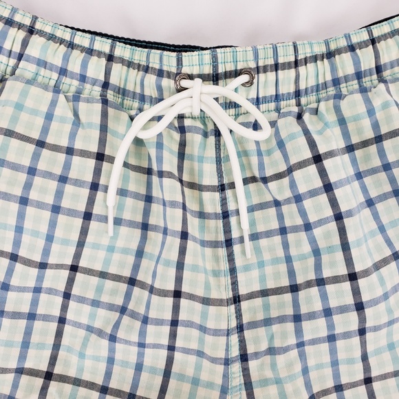 Vintage Nautica Mens Swim Trunks Blue White Plaid - Picture 3 of 6